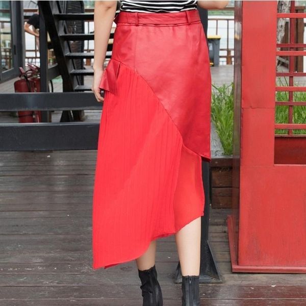skirts women irregular lambskin spliced midi long genuine elegant ruffles real leather skirt with belt streetwear female, Black
skirts women irregular lambskin spliced midi long genuine elegant ruffles real leather skirt with belt streetwear female, Black
