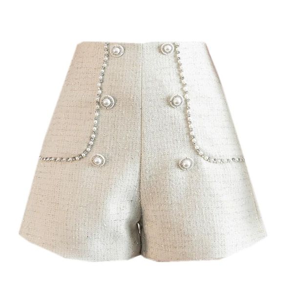 women's shorts winter autumn french women woolen beading pearls high waist straight boot short pants, White;black
women's shorts winter autumn french women woolen beading pearls high waist straight boot short pants, White;black