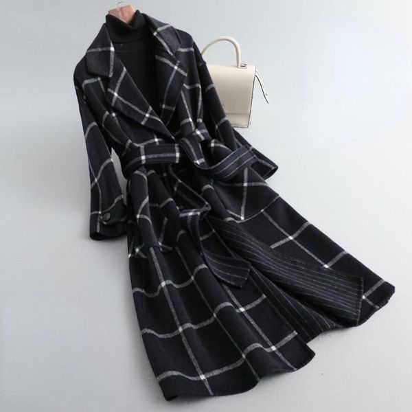 women's wool & blends winter long trench coat women plaid tweed jacket 2021 luxury designer elegant vintage outerwear korean fashion cl, Black
women's wool & blends winter long trench coat women plaid tweed jacket 2021 luxury designer elegant vintage outerwear korean fashion cl, Black