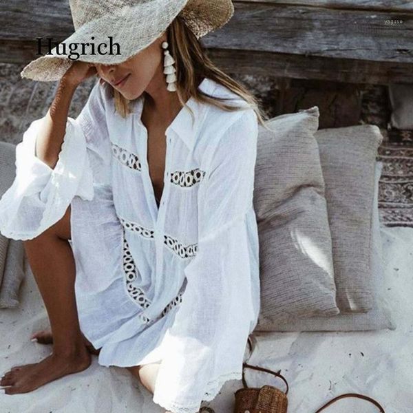 fashion white hollow out cotton lace edge shirt style long sleeve beach smock sunscreen women's swimwear, White;black
fashion white hollow out cotton lace edge shirt style long sleeve beach smock sunscreen women's swimwear, White;black