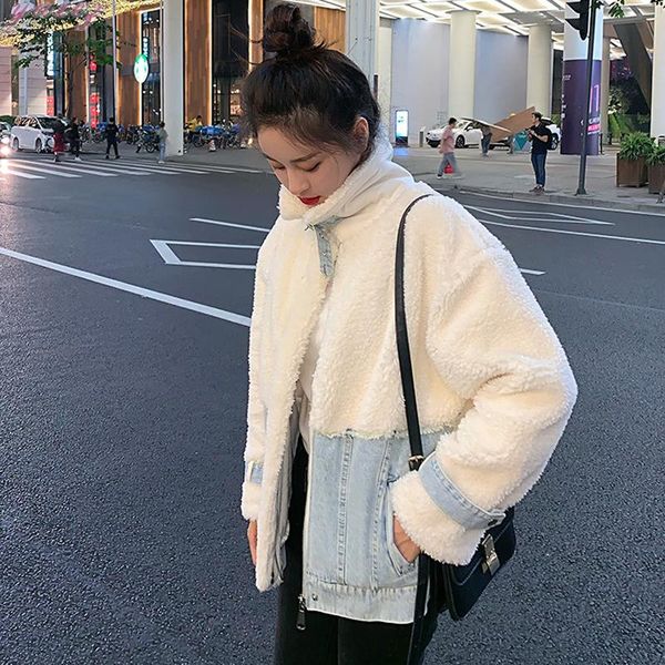 women's jackets 2021 apparent lean lead locomotive imitate lamb mao pinjie cotton cowboy thickening student loose coat woman, Black;brown
women's jackets 2021 apparent lean lead locomotive imitate lamb mao pinjie cotton cowboy thickening student loose coat woman, Black;brown
