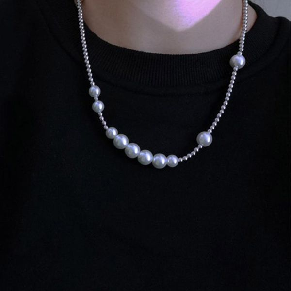 chains titanium steel pearl stitching necklace simple net red clavicle chain hip hop personality star with the same, Silver
chains titanium steel pearl stitching necklace simple net red clavicle chain hip hop personality star with the same, Silver