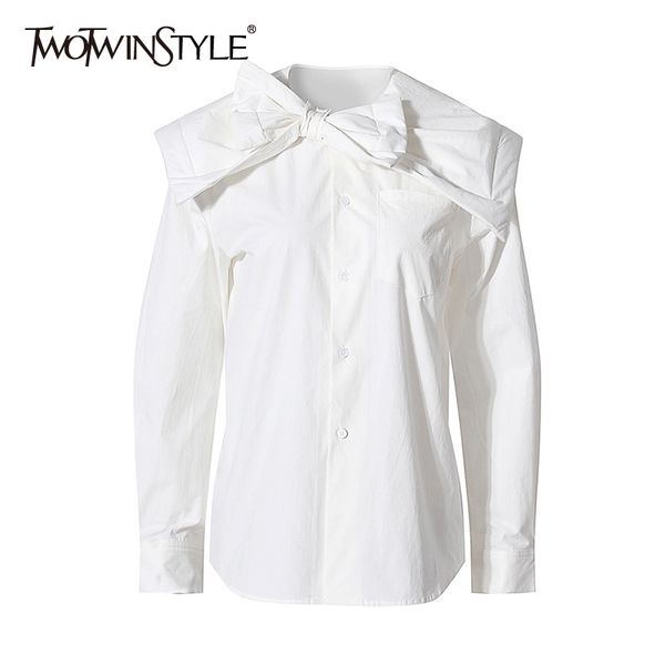 twotwinstyle sweet white shirt for women o neck long sleeve casual solid minimalist blouse female fashion clothing 210517
twotwinstyle sweet white shirt for women o neck long sleeve casual solid minimalist blouse female fashion clothing 210517