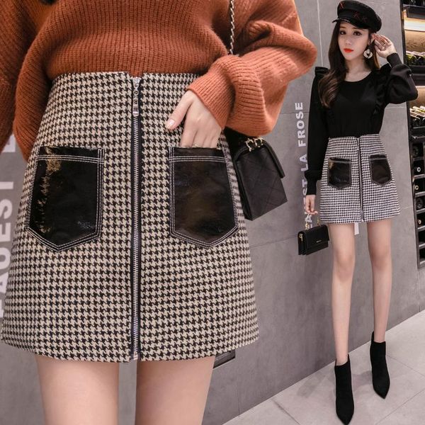 skirts 2021 winter high waist pu pockets patchwork wool mini skirt houndstooth womens plus size a-line zipper faldas saia, Black
skirts 2021 winter high waist pu pockets patchwork wool mini skirt houndstooth womens plus size a-line zipper faldas saia, Black