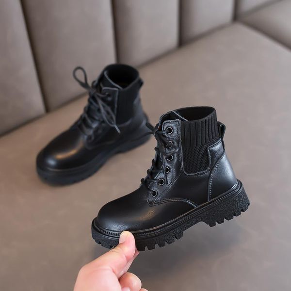 boots autumn winter children genuine leather knitted girls shoes, Black;grey 
boots autumn winter children genuine leather knitted girls shoes, Black;grey