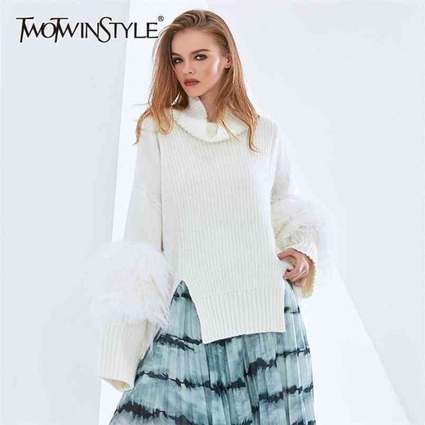patchwork fur sweater for women turtleneck long sleeve split korean casual knitted pullovers female spring 210524, White;black
patchwork fur sweater for women turtleneck long sleeve split korean casual knitted pullovers female spring 210524, White;black
