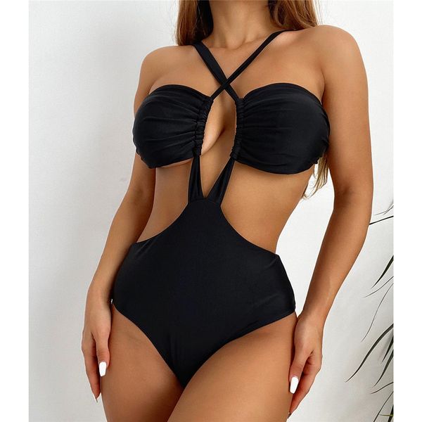 2021 wrinkled cut out one piece swimsuit women swimwear female halter backless monokini bather bathing suit swim lady k2770 
2021 wrinkled cut out one piece swimsuit women swimwear female halter backless monokini bather bathing suit swim lady k2770