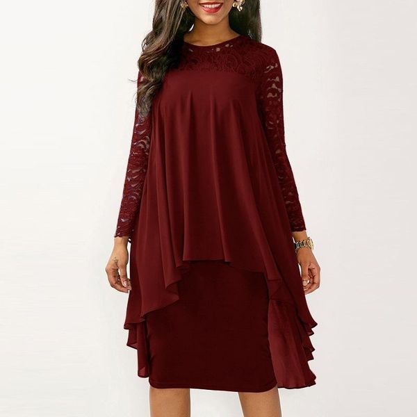 casual dresses 2021 autumn women party solid o neck long sleeve lace patchwork midi dress fashion plus size 5xl, Black;gray
casual dresses 2021 autumn women party solid o neck long sleeve lace patchwork midi dress fashion plus size 5xl, Black;gray
