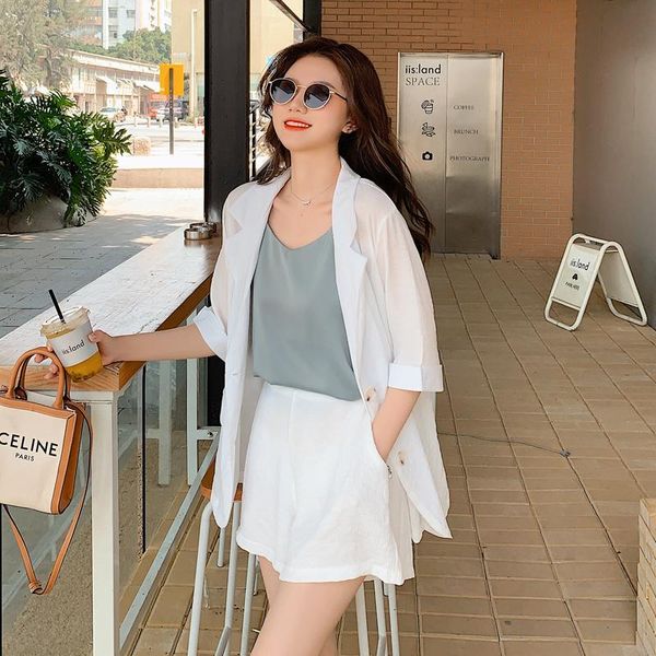 women's tanks & camis woman summer korean style half sleeve solid color small suit shorts + vest three-piece, White
women's tanks & camis woman summer korean style half sleeve solid color small suit shorts + vest three-piece, White
