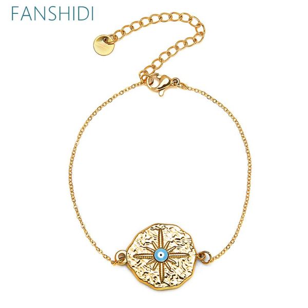 charm bracelets fanshidi irregular round medal bracelet four-pointed star eye for women temperament jewelry 18k gold plate pulsera de, Golden;silver
charm bracelets fanshidi irregular round medal bracelet four-pointed star eye for women temperament jewelry 18k gold plate pulsera de, Golden;silver
