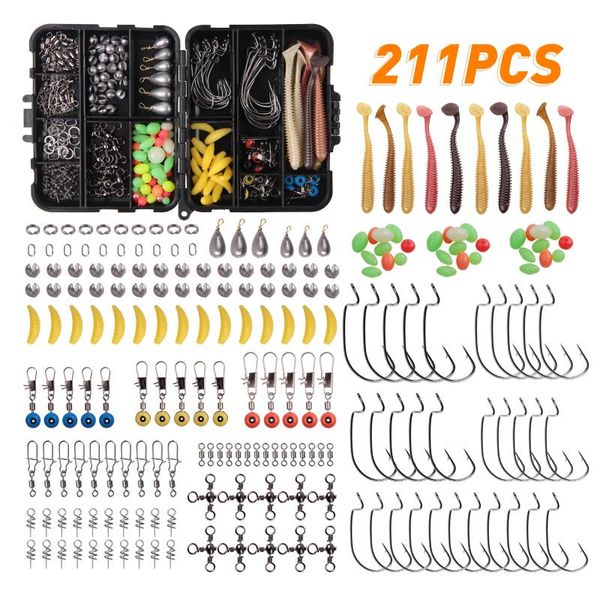fishing accessories hyaena 211pcs/box kit including worm hooks soft lures sinkers swivel snaps split rings tackles
fishing accessories hyaena 211pcs/box kit including worm hooks soft lures sinkers swivel snaps split rings tackles