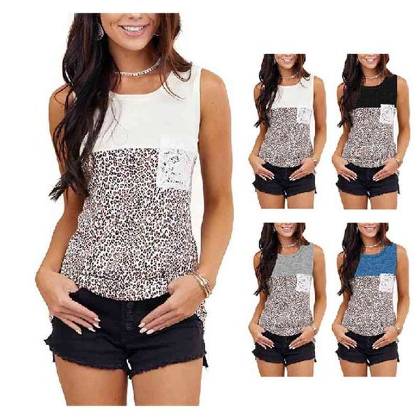 2021 summer new women wear leopard pattern stitching vest round neck t-shirt, White;black
2021 summer new women wear leopard pattern stitching vest round neck t-shirt, White;black