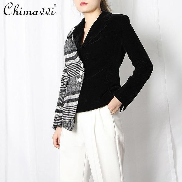 fashion korean plaid stitching blazer women 2021 autumn temperament leisure irregular hem suit long sleeve commuter coat women's suits, White;black
fashion korean plaid stitching blazer women 2021 autumn temperament leisure irregular hem suit long sleeve commuter coat women's suits, White;black