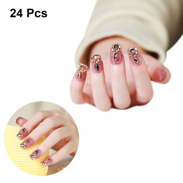 false nails 24pcs diy nail tips full cover creative removable fake for girls (brownish red), Red;gold
false nails 24pcs diy nail tips full cover creative removable fake for girls (brownish red), Red;gold