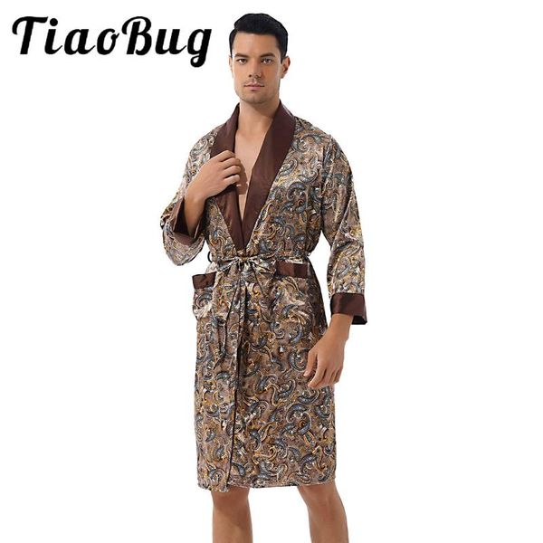 men's sleepwear bathrobe men print satin nightwear sleep robe loungewear long sleeve pockets kimono spa casual loose home clothes, Black;brown
men's sleepwear bathrobe men print satin nightwear sleep robe loungewear long sleeve pockets kimono spa casual loose home clothes, Black;brown