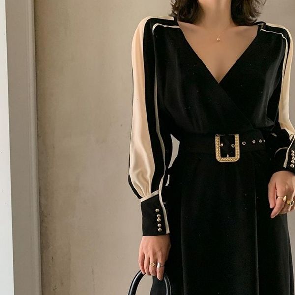 women dresses autumn casual party dress ladies long sleeve v neck elegant french style fashion vintage w275, Black;gray
women dresses autumn casual party dress ladies long sleeve v neck elegant french style fashion vintage w275, Black;gray