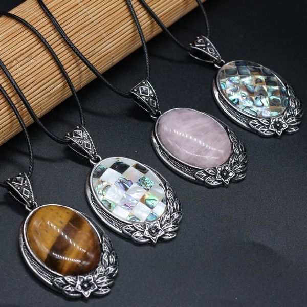 pendant necklaces natural stone agates crystal rose quartzs abalone shell tiger eye necklace for women gift size 40x60mm length 55cm, Silver
pendant necklaces natural stone agates crystal rose quartzs abalone shell tiger eye necklace for women gift size 40x60mm length 55cm, Silver