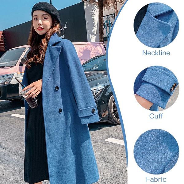 women's wool & blends deenor coat woolen warm autumn winter 2021 fashion solid overcoat korean loose medium and long double breasted, Black
women's wool & blends deenor coat woolen warm autumn winter 2021 fashion solid overcoat korean loose medium and long double breasted, Black