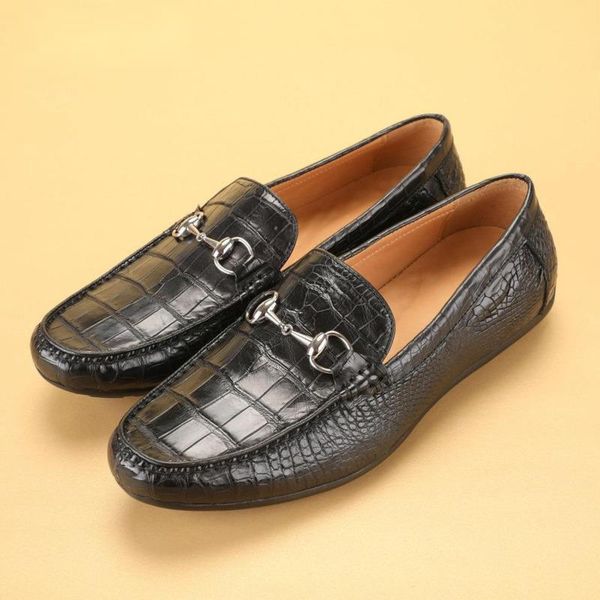 men's crocodile belly leather shoes summer formal breathable fashion men beans luxe for office loafers dress, Black
men's crocodile belly leather shoes summer formal breathable fashion men beans luxe for office loafers dress, Black