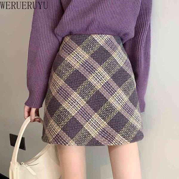 werueruyu designer skirt women'sdouble breasted tweed wool houndstooth mini skirt 210608, Black
werueruyu designer skirt women'sdouble breasted tweed wool houndstooth mini skirt 210608, Black
