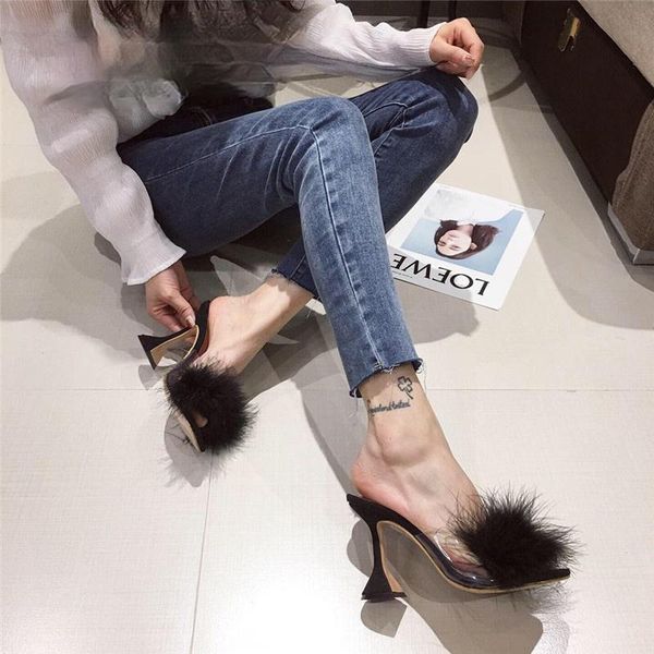 slippers large size 35-45 women furry slides indoor home crystal high heel shoes for fur clear sandals, Black
slippers large size 35-45 women furry slides indoor home crystal high heel shoes for fur clear sandals, Black