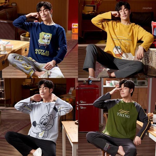 pajamas men's 2021 spring and autumn korean casual fashion cartoon round neck cotton long sleeve home wear can be worn outsi sleepwear, Black;brown
pajamas men's 2021 spring and autumn korean casual fashion cartoon round neck cotton long sleeve home wear can be worn outsi sleepwear, Black;brown