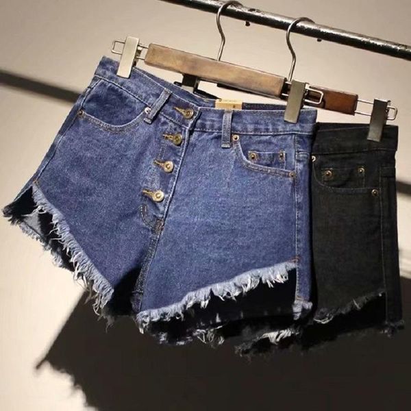 women's jeans denim shorts high waist hollow out tassel jean vintage oversized harajuku short casual button, Blue
women's jeans denim shorts high waist hollow out tassel jean vintage oversized harajuku short casual button, Blue