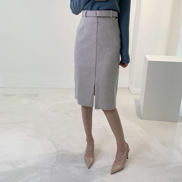 skirts wool blend skirt women fashion retro with belt female autumn winter split office lady straight mujer ka1276, Black
skirts wool blend skirt women fashion retro with belt female autumn winter split office lady straight mujer ka1276, Black