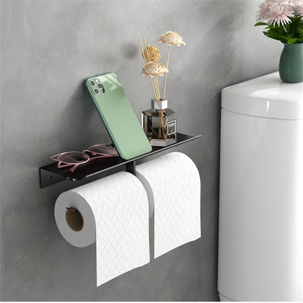 toilet paper holders nail-holder bathroom wall mount black double phone tissue roll shelf
toilet paper holders nail-holder bathroom wall mount black double phone tissue roll shelf