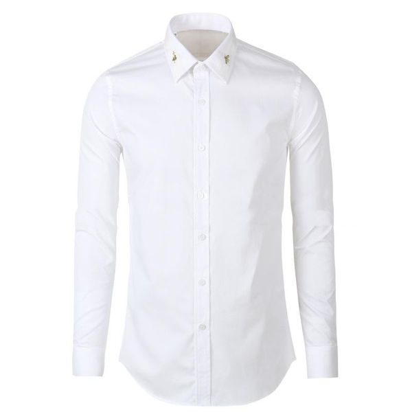 men's casual shirts long-sleeved shirts, gold embroidery, white cotton, fashion korean clothes, White;black
men's casual shirts long-sleeved shirts, gold embroidery, white cotton, fashion korean clothes, White;black