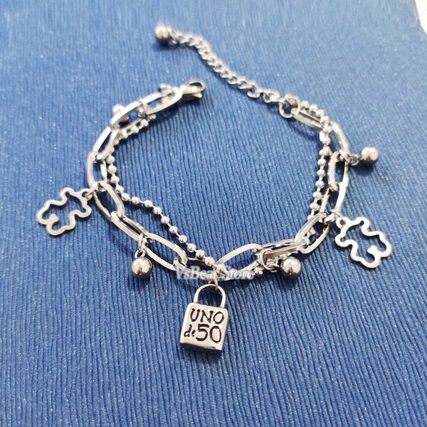 charm double layer bracelet unode 50 lock butterfly bear beads bracelet stainless steel jewelry gifts for women, Black
charm double layer bracelet unode 50 lock butterfly bear beads bracelet stainless steel jewelry gifts for women, Black