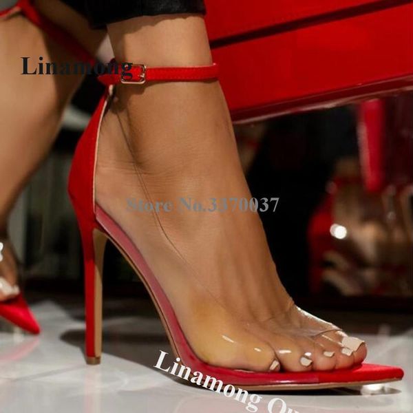 linamong pointed open toe pvc patchwork stiletto heel pumps nude red transparent ankle straps high heels club dress shoes, Black
linamong pointed open toe pvc patchwork stiletto heel pumps nude red transparent ankle straps high heels club dress shoes, Black