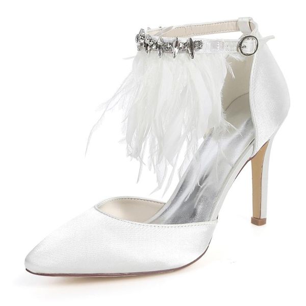 high heels satin feather wedding shoes pointed toe ankle buckle strap crystals evening formal party women dress pumps, Black
high heels satin feather wedding shoes pointed toe ankle buckle strap crystals evening formal party women dress pumps, Black