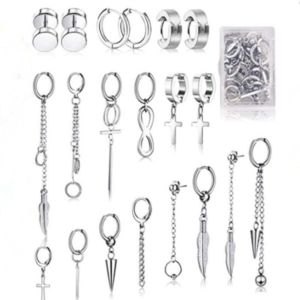 dangle & chandelier 20 pcs stainless steel huggie hinged hoop earrings kpop korean kit for women men fashion jewerly m0xf, Silver
dangle & chandelier 20 pcs stainless steel huggie hinged hoop earrings kpop korean kit for women men fashion jewerly m0xf, Silver