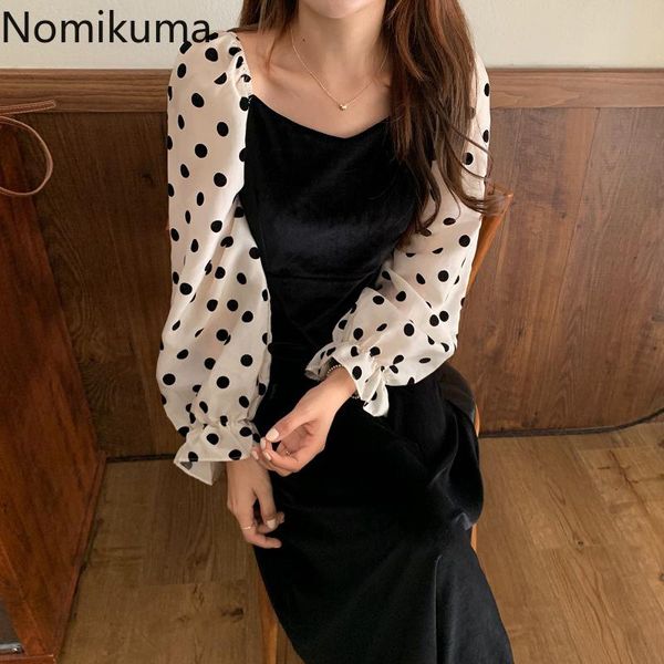 casual dresses nomikuma korean chic velour dress dot puff sleeve patchwork elegant women vestidos 2021 autumn high waist femme 6c158, Black;gray
casual dresses nomikuma korean chic velour dress dot puff sleeve patchwork elegant women vestidos 2021 autumn high waist femme 6c158, Black;gray