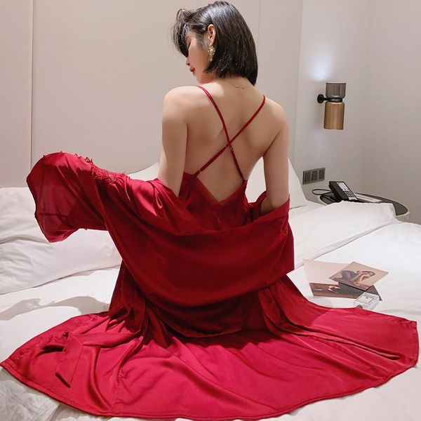 women's sleepwear women 2pcs sets casual pajamas home wear nightwear summer night robe sleep kimono bath gown, Black;red
women's sleepwear women 2pcs sets casual pajamas home wear nightwear summer night robe sleep kimono bath gown, Black;red
