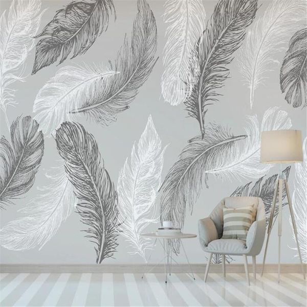 wallpapers milofi custom 3d large wallpaper mural nordic simple small fresh hand-painted feather bedroom background wall 
wallpapers milofi custom 3d large wallpaper mural nordic simple small fresh hand-painted feather bedroom background wall