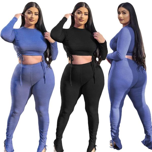 plus size tracksuits xl~4xl women 2 piece set elastic high ruched drawstring long sleeve ribbed crop & stacked sweatpant sweatsuits, Black
plus size tracksuits xl~4xl women 2 piece set elastic high ruched drawstring long sleeve ribbed crop & stacked sweatpant sweatsuits, Black