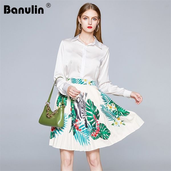 banulin fashion runway skirts 2 two pieces set women's long sleeve white solid and mini floral skirt suits ladies sets 210603
banulin fashion runway skirts 2 two pieces set women's long sleeve white solid and mini floral skirt suits ladies sets 210603