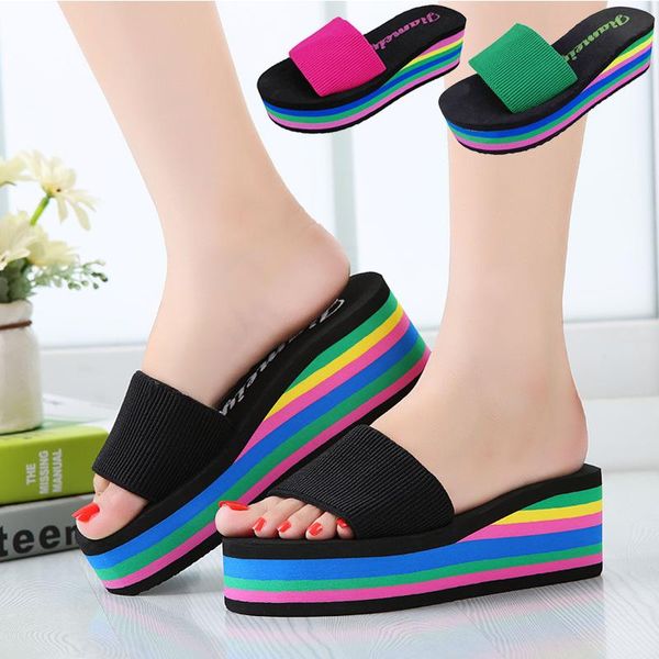slippers women sandals summer fashion rainbow leopard muffin home shoes wedge heels beach 776, Black
slippers women sandals summer fashion rainbow leopard muffin home shoes wedge heels beach 776, Black