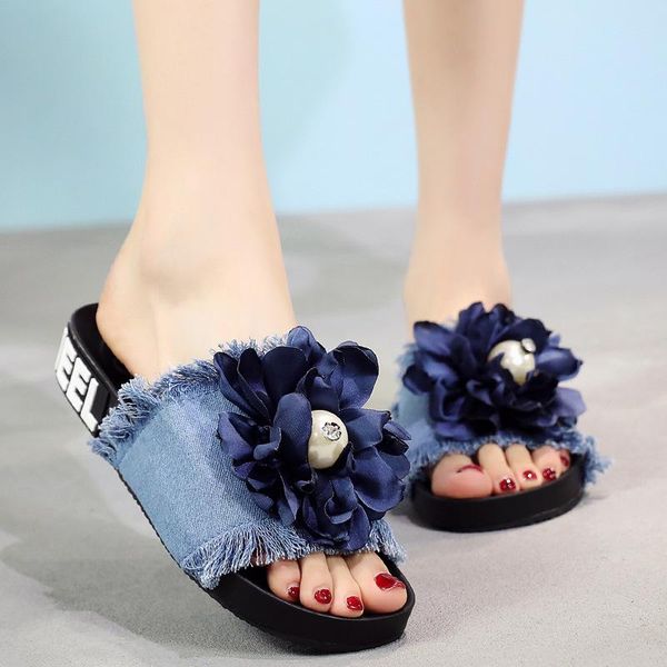 slippers pearl flowers girls summer sweet floral flats flipflops mujer denim lazy shoes tassel open toe wedges sandals female, Black
slippers pearl flowers girls summer sweet floral flats flipflops mujer denim lazy shoes tassel open toe wedges sandals female, Black