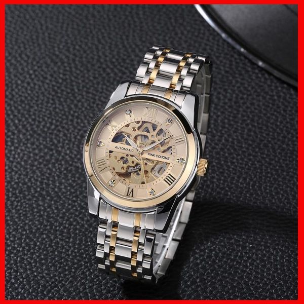 stainless steel bracelet watches men hollow dial face mechanical wristwatch waterproof diamond index relogio masculino wristwatches, Slivery;brown
stainless steel bracelet watches men hollow dial face mechanical wristwatch waterproof diamond index relogio masculino wristwatches, Slivery;brown