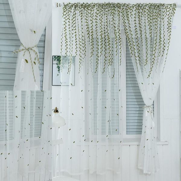 curtain & drapes pastoral green willow leaf embroidery sheer window wicker pattern tulle gauze panel for living room
curtain & drapes pastoral green willow leaf embroidery sheer window wicker pattern tulle gauze panel for living room