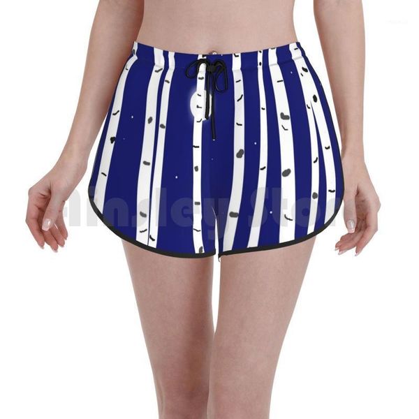 women's shorts birches in the moonlight swim trees forest woods full moon night sky, White;black
women's shorts birches in the moonlight swim trees forest woods full moon night sky, White;black