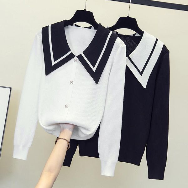women's sweaters black white sweet plus large size oversize korean style fashion pullovers for autumn clothing ladies 2021, White;black
women's sweaters black white sweet plus large size oversize korean style fashion pullovers for autumn clothing ladies 2021, White;black