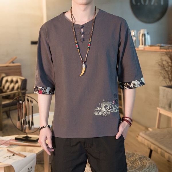 men's t shirts chine style summer thin embroidery t-shirt cotton linen sleeve shirt and 7-point pants combination set, White;black
men's t shirts chine style summer thin embroidery t-shirt cotton linen sleeve shirt and 7-point pants combination set, White;black