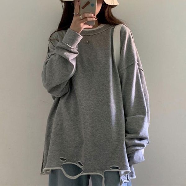 women's hoodies & sweatshirts harajuku long sleeve hole female grey pullovers autumn winter thin cotton women sweatshirt oversized sol, Black
women's hoodies & sweatshirts harajuku long sleeve hole female grey pullovers autumn winter thin cotton women sweatshirt oversized sol, Black