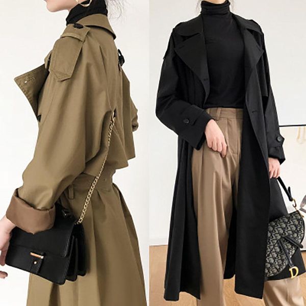 women's trench coats spring autumn women coat qualities harbor wind belt double breasted long vintage casual loose woman clothes, Tan;black
women's trench coats spring autumn women coat qualities harbor wind belt double breasted long vintage casual loose woman clothes, Tan;black