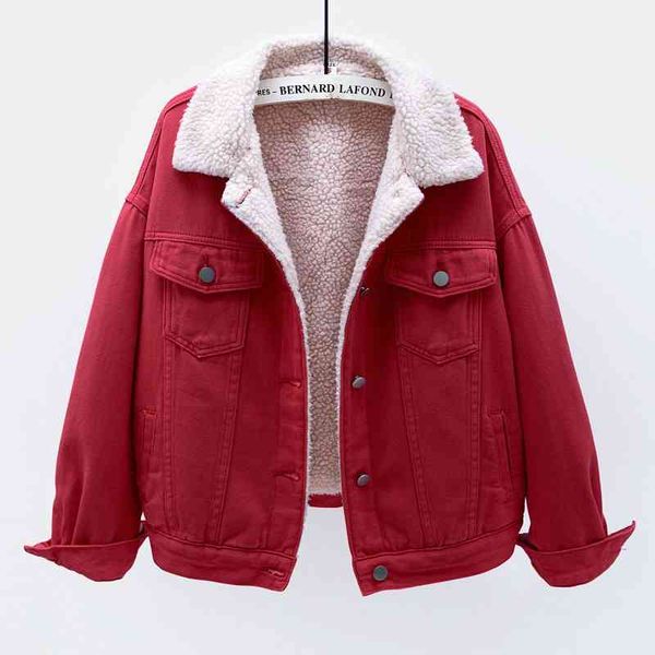 jacket korean 6 color bat sleeve short denim women red pink outerwear loose winter thick warm lamb fur liner jeans jacket female, Black;brown
jacket korean 6 color bat sleeve short denim women red pink outerwear loose winter thick warm lamb fur liner jeans jacket female, Black;brown
