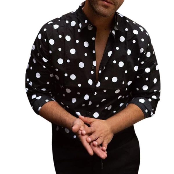 men's shirts loose casual long-sleeved polka dot printed blouse hawaiian beach shirt mens holiday vacation clothing, White;black
men's shirts loose casual long-sleeved polka dot printed blouse hawaiian beach shirt mens holiday vacation clothing, White;black